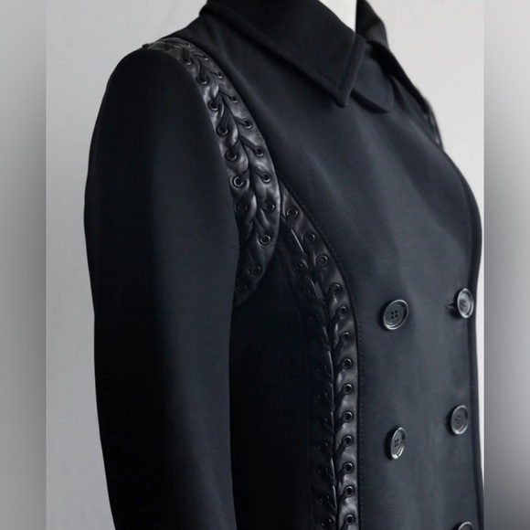Dolce & Gabbana Wool Leather Lace Up Coat Double Breasted 40 Leather Fringe $9K - Picture 6 of 14